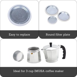 IMUSA USA Aluminum Stovetop Espresso Maker Replacement Rubber Ring & Filter only for 3 Cup