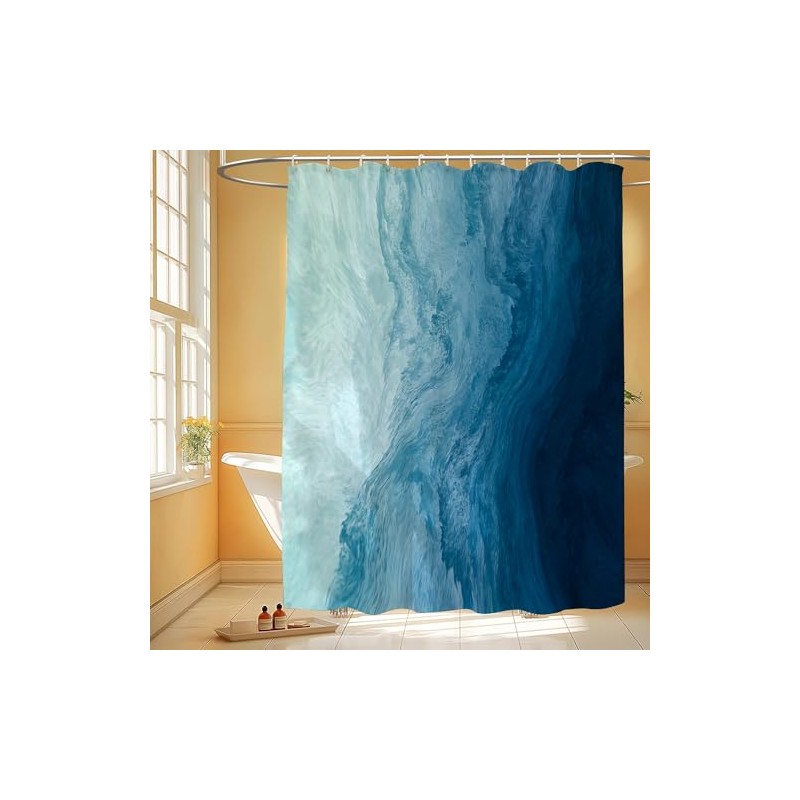 GEYUBTL Ocean Shower Curtain Ombre Blue Sea Beach Bathroom Curtains