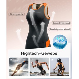 Santic Women's Triathlon Suit One-Piece Sleeveless Pro Triathlon Suit Padded Tri Suit Quick Drying Slimming for Cycling Swimming Running, orange