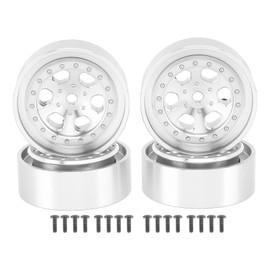 4pcs 1.3 Inches Wheels Rim Aluminum Alloy 6 Holes Wheel Rim Hubs for Traxxas TRX4M 1/18 RC Crawler Silver