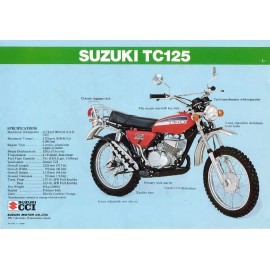 Unbranded 1974 SUZUKI TC125L SALES SPECS AD/ BROCHURE