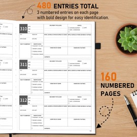 WEMATE Notary Journal Log Book with 480 Record Entries, 12″x8.5″ Hardcover Notary Book - 120gsm Thick Paper, Notary Supplies with 160 Numbered Pages, Large Capacity for Notarial Records (Black)