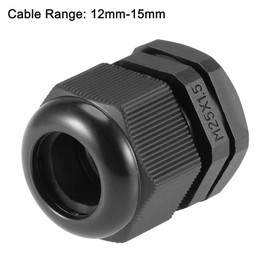 uxcell M25x1.5 Cable Gland 12mm-15mm Wire Hole Waterproof Nylon Joint Adjustable Locknut with Washer Black 10pcs