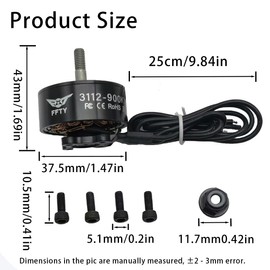 4 Pcs 3112 900KV Brushless Motor for Drone – High-Power BLDC Motor for 9-10 inch Props, 1545W Max, FPV Drone Motors, Brushless RC Motor for Quadcopter, Hexacopter, RC Plane (4)
