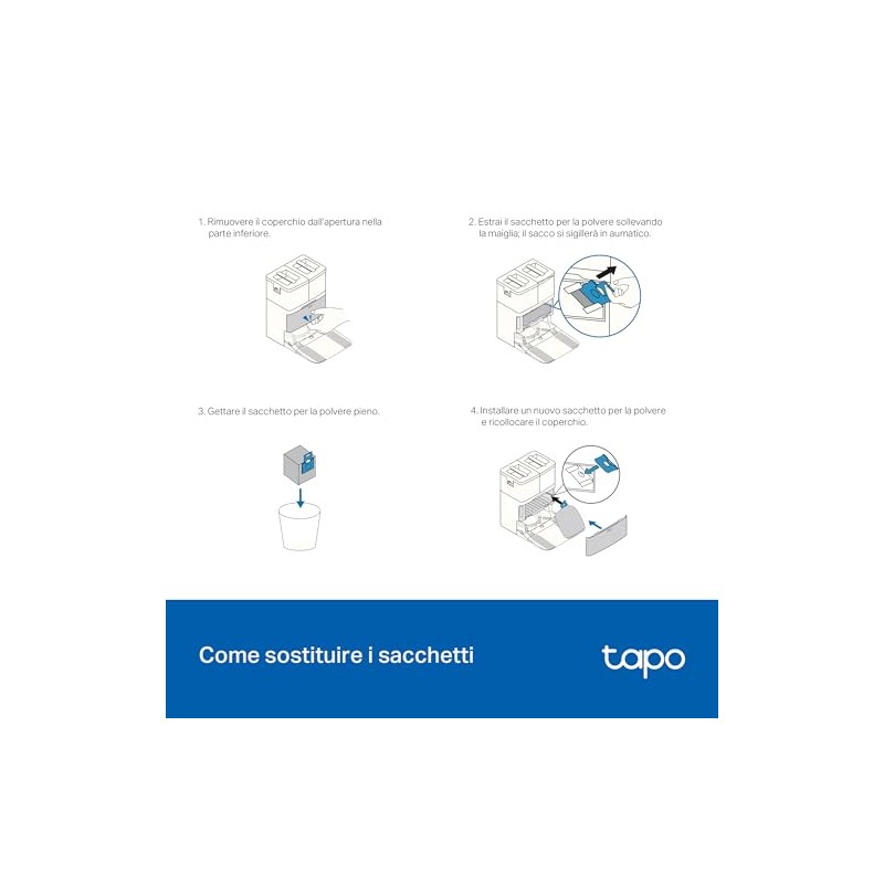 Tapo RVA210 Robot Vacuum Sacchetti per la Polvere Usa e