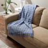 DII Transitional Checked Plaid Woven Throw, 50x60, Stonewash Blue