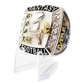 GOAT Fantasy Football Championship Trophy Ring | Fantasy Football Goat Champion Ring League Winner Greatest of All Time G.O.A.T (size 9, ring and stand)