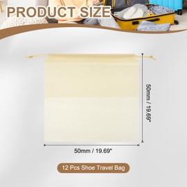 PATIKIL Shoe Bags for Travel 50x50cm, 12 Pcs Dustproof Drawstring Bags Dust Cover Non-Woven Travel Shoe Storage Bag for Packing with Clear Window for Women Men Handbag Purse, Beige