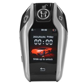 Remote Control Key, Car Smart Key Universal Anti Lost LCD Door Locking for All Start Stop Engine Button (Silver)