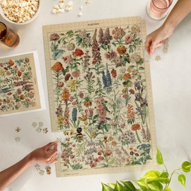 Lantern Press 1000 Piece Jigsaw Puzzle, Assorted Flowers, E, Vintage Bookplate, Adolphe Millot Artwork