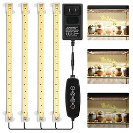 Mosthink Grow Lights for Indoor Plants Full Spectrum, 5500K LED Grow Lights Strips,Plant Lights for Indoor Growing with Auto Timer 3 6 12H,4 Packs in 1