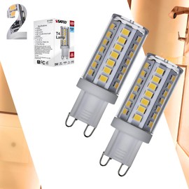 Satco S11239 5W/LED/G9/850/CL/120V/DIM – 5 Watt G9 LED Bulb; Clear Finish; 5000K Natural Light; T4 Shape; 120 Volt; 40W Equivalent; Dimmable (2 Pack)