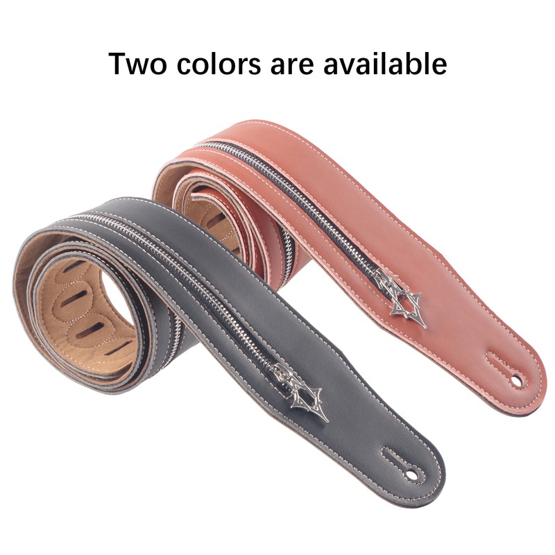 Guitar Strap Zipper Leather Straps Acoustic Guitar Accessories for Bass