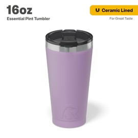 RTIC 16 oz Ceramic Lined Insulated Essential Pint Tumbler, Splash Resistant, Plum