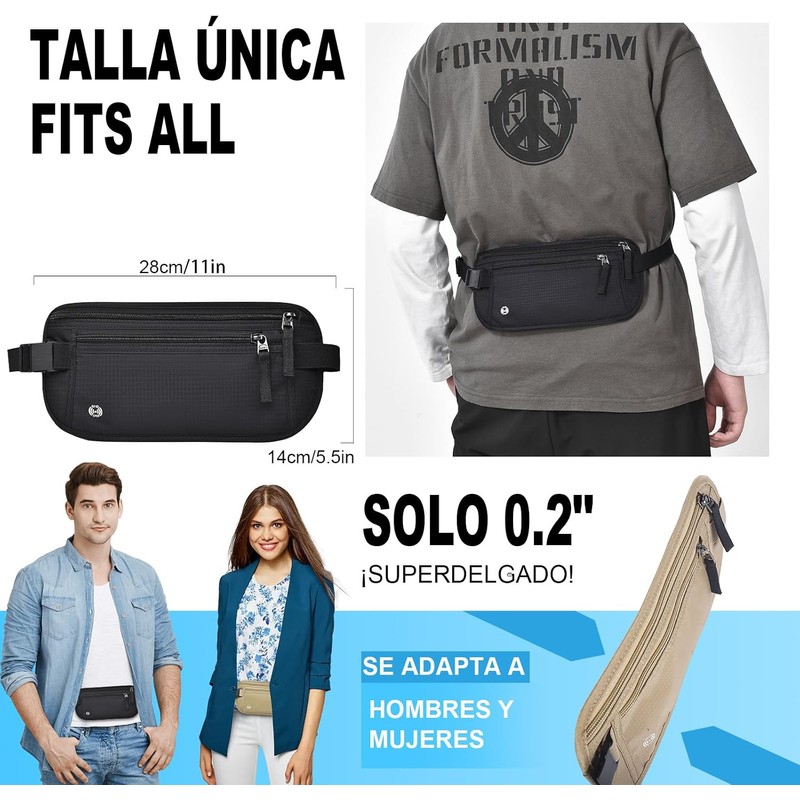 Pack de 2 Cangureras de Viaje Antirrobo con RFID, Ultrafinas
