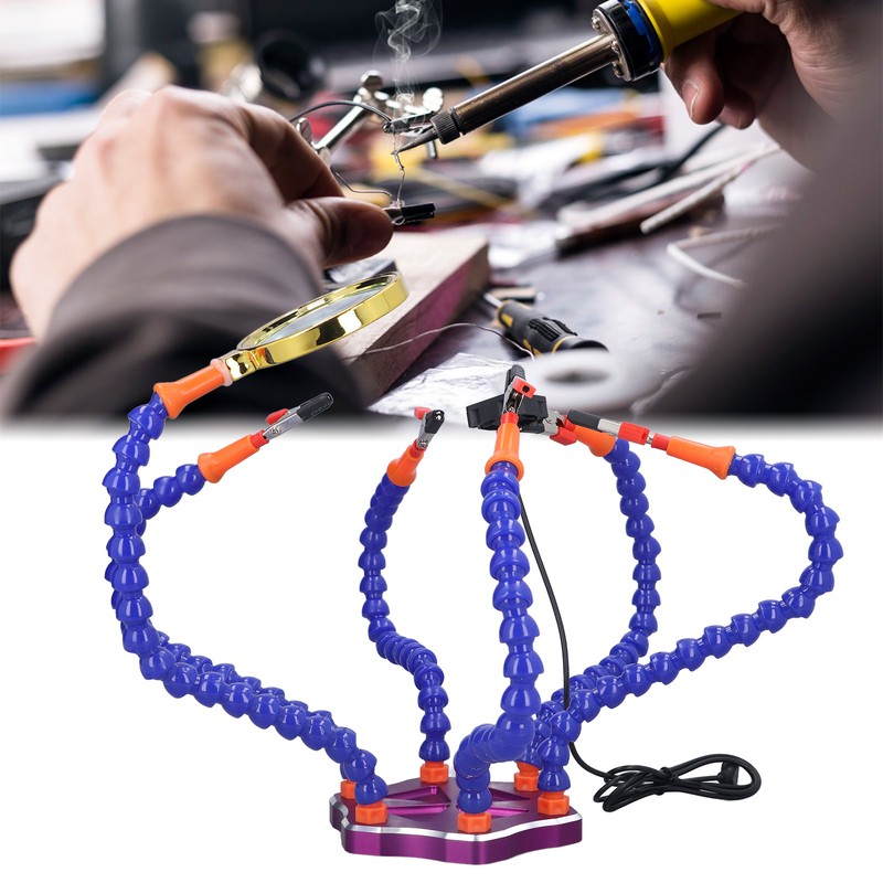Helping Hand Soldering Station with 6 Flexible Arms USB Fan