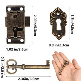 Hayaww 2 pieces antique lock locker, door lock, antique cabinet lock, antique latch hook, cabinet door lock, decorative drawer cabinet for wooden box, antique suitcase, furniture drawer
