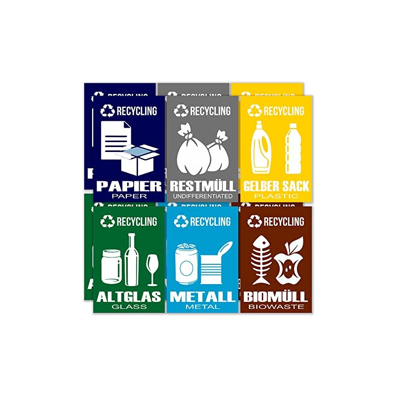 GamesMonkey® - Separate Collection Small Recycling Waste Stickers – DE