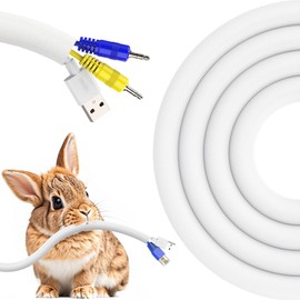 REFLYING Cable Tidy Sleeve 3 Meters-9.5mm, White Cable Protector Keep Dogs Cats Pets from Chewing Cords, Expandable Braided Cable Management Sleeve, Cable Wrap Cord Protector with 8 PCS Cable Ties