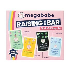 Megababe Set de jabón multifunción Raising the Bar | Incluye barras Space, Bidet, Bumpy y Blade