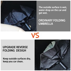 Pumi-geous Inverted Umbrella Automatic 10 Ribs with Reflective Stripe Reverse Folding umbrellas Windproof Compact for Rain Travel UPF50+ Car Backpack for Men Women (Powderblue)