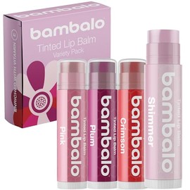 Paquete de 4 bálsamos labiales con color variados ingredientes naturales y orgánicos, hidratantes y humectantes, fabricados en EE. UU.                