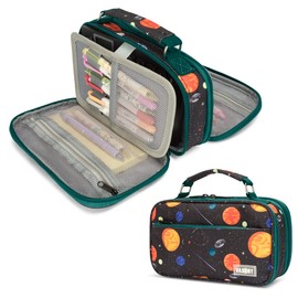 VASCHY Pencil Case for Boys, Aesthetic Kawaii Large Pencil Pouch Stationary Pencil Bag/Box for Preppy Kids, Pen Organizer Holder School Supply Space