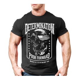 Monsta Clothing Co. Men's Workout (Determination:PushForward) Gym T-Shirt (G:BK)