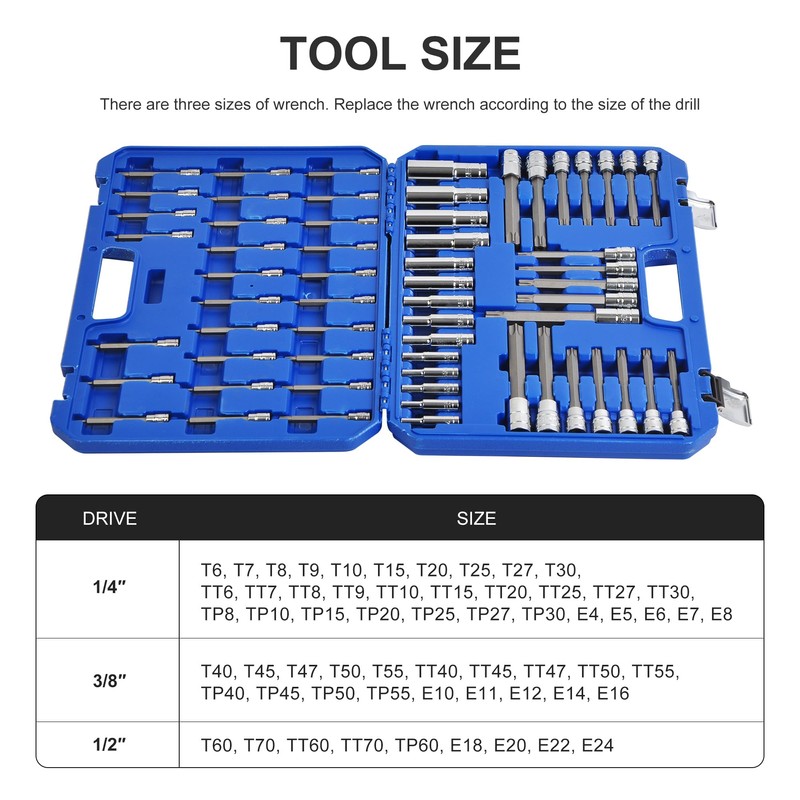 60pcs Extra Long Socket Bits and Deep Socket Set, S2