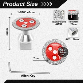 FOCSTOL Mini Diamond Engraving Saw Blade - 5pcs 1-9/16 Inch(40mm) Cutting Disc with 5/8"-11 Flange for Marble Granite Artificial Stone Porcelain Tile Ceramic