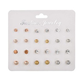 CZ Stud Pearl Earrings for Women Simulated Diamond Cubic Zirconia Earring Set Ear Studs Earring for Birthday Christmas Gifts Gold Silver 12 Pairs