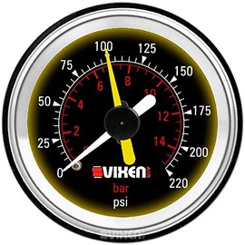 Vixen Air 2" Dual Needle Air Pressure Gauge with Back Light 220 PSI Black VXA7222LB