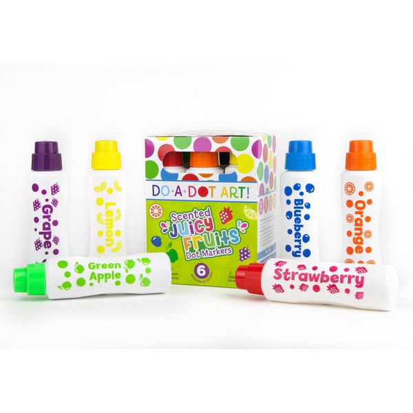 Fruit Scented Washable Dot Markers for Kids and Toddlers Educational Set of 6 Pack by Do A Dot Art, The Original Dot Marker