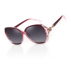 FEISEDY B1085 Women's Polarized Sunglasses, UV400, UV Protection, Oval Shape, Round Shape, Cat Eye, Lightweight, Large, Big Frame, Stylish, Sports, Shopping, Driving, red