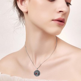 MEIDERBO Tree of Life Locket Necklace 925 Sterling Silver Mushroom Locket Necklace That Holds Pictures Tree of Life Pendant Jewelry Gifts for Women