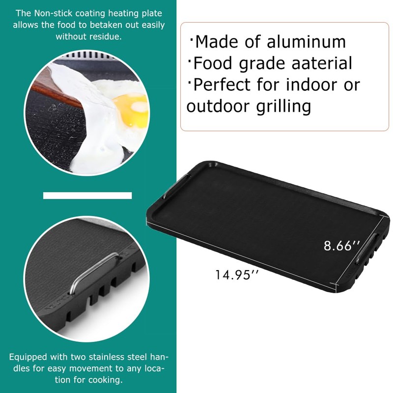 Cusimax Stove Top Griddle, Non-Stick Pancake Griddle, 14.96" x 8.66"