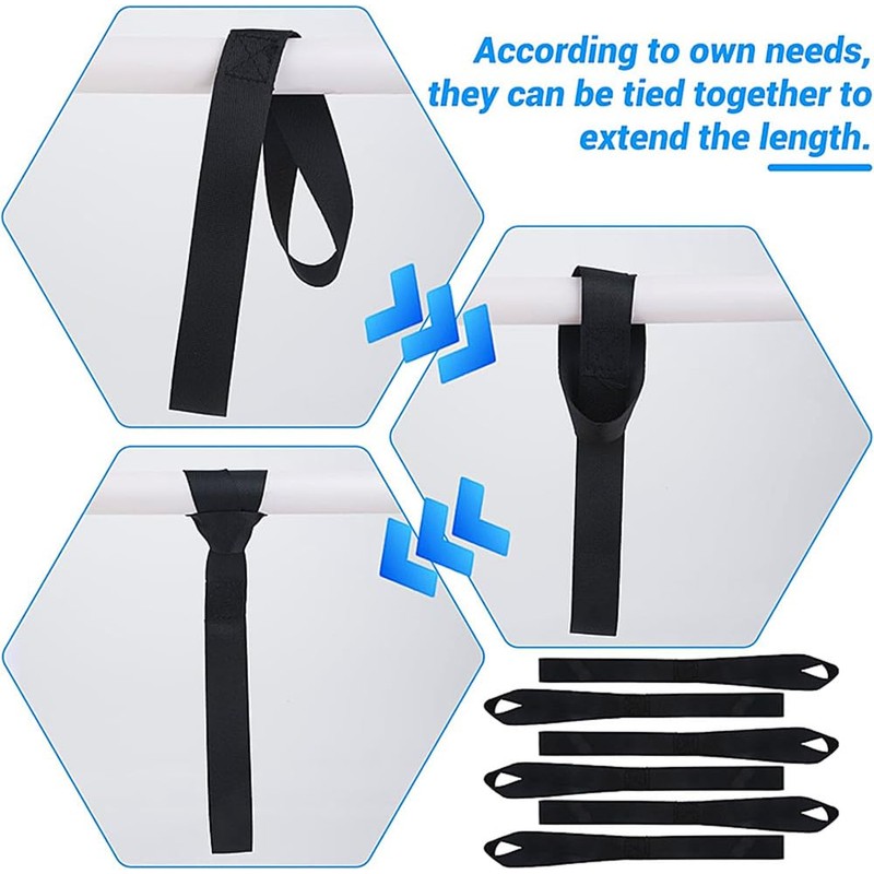 Walquicks 6 Pieces Black Soft Loop Tie Down Straps, Heavy