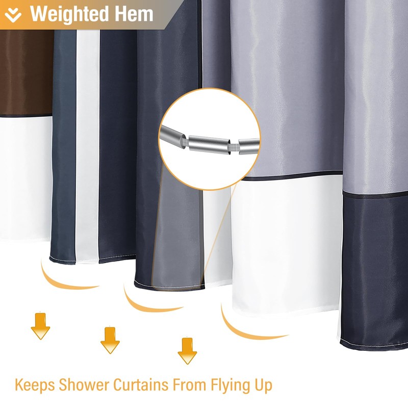 BTTN Brown Fabric Shower Curtain - Geometric Shower Curtain Set