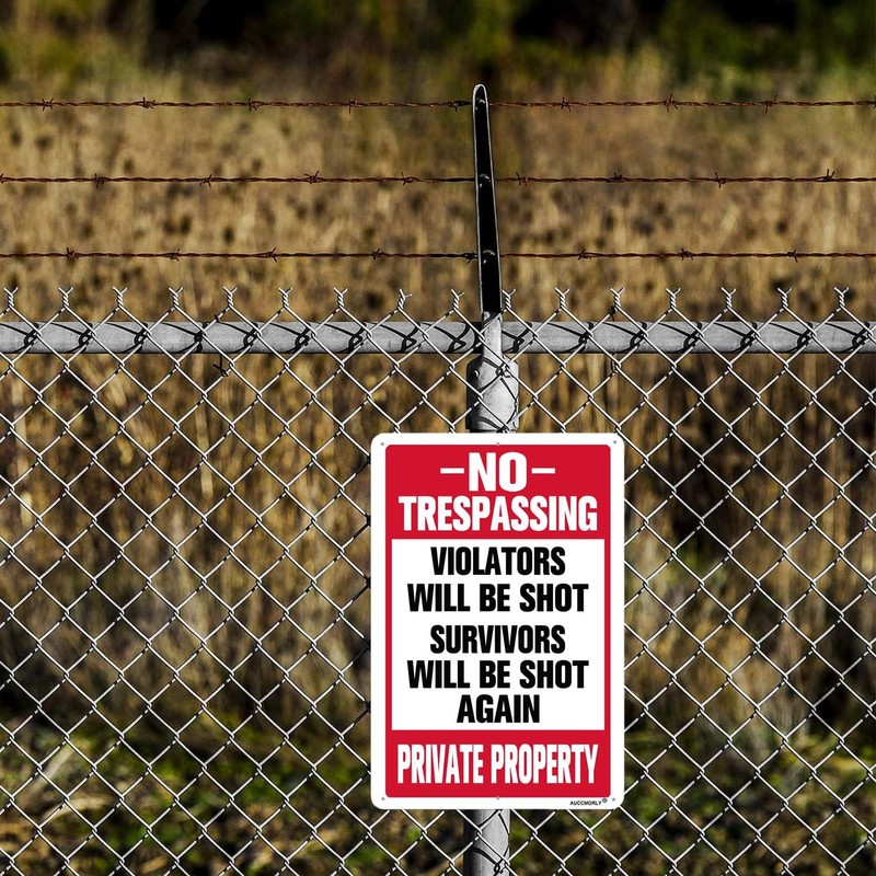 AUCCMORLY Reflective Aluminum Warning No Trespassing Sign, Violators Will Be
