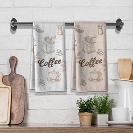 Hcaredee - Divertidos paños de cocina, bar café, saco de harina de cocina, trapo de té, decoración de granja (15 x 25 pulgadas, paquete de 2), secado absorbente, regalos para mamá, abuela, amigos, vecino en Navidad, día de la madre