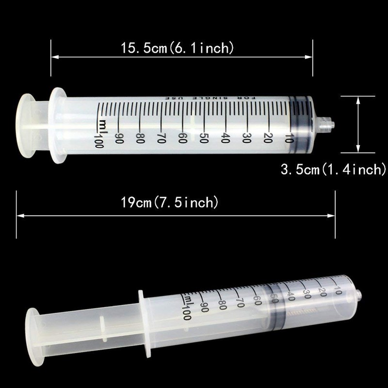 Gebildet 2 Pack 100ml Syringes with 1m Tube, Large Plastic