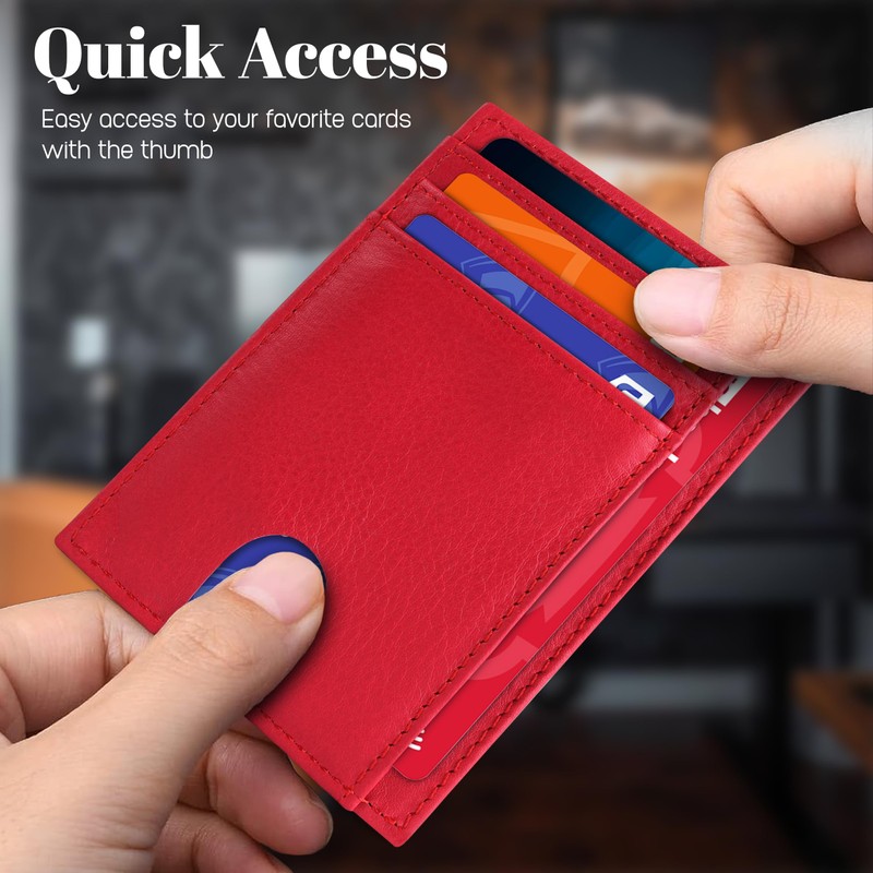 AMEHA Men's Minimalist Slim Wallet Front Pocket Genuine Leather RFID