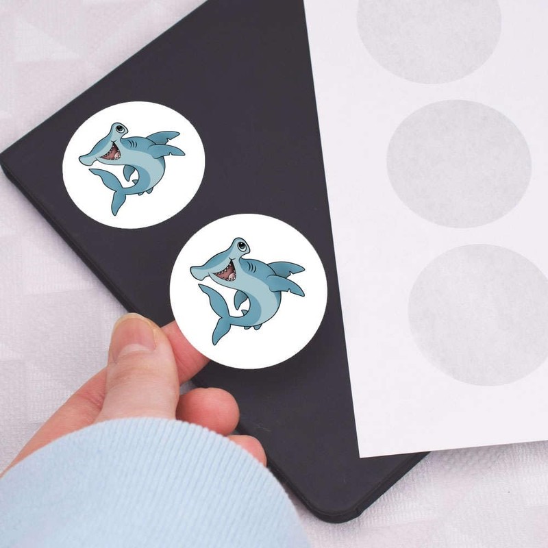 24 x 40mm Round 'Hammerhead Shark' Stickers (SK00042215)