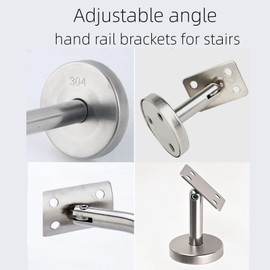 4pcs Adjustable 304 Stainless Steel Handrail Bracket, Hand Railing Brackets for Indoor & Outdoor Stairs，Ground-Type Upright Column Support Bracket，Wall Handrail Mounted Banister Hardware (I-Type, 4)