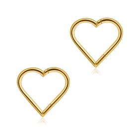 Daith Piercing Titanium 16G Heart Hinge Seamless Clicker Ring Tragus Rook Cartilage Earrings Women's Gold/Rose Gold/Titanium/Black, 8 mm, 10 mm, Pack of 2, Titanium, No gemstone