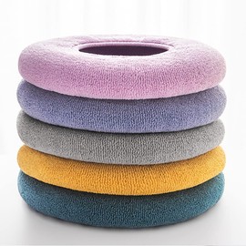Guojanfon 5 Pcs Thicker Bathroom Soft Toilet Seat Cover Pad-Warmer Toilet Seat Cushion Cover Stretchable Washable Fiber Cloth, Comfortable (5 Random Color)