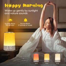 Sunrise Alarm Clock White Noise Machine with 30 Soothing Sounds & Timer & 8 Colour Night Light, Dimmable Bedside Sunlight Wake Up Lamp Clock, Digital Loud Alarm Clock for Heavy Sleepers, Kids Bedrooms