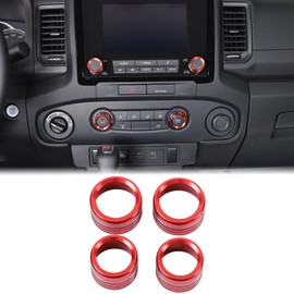 Aunginsy Center Console Air Conditioner Volume Knob Button Circle Cover Compatible with Nissan Frontier 2022-2025 Car 4Pcs A/C Switch Button Knob Trim Ring Radio Volume Knob Protection Accessories