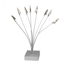 Soporte para marco de fotos de árbol genealógico de 8 ramas, soporte para tarjetas de fotos, soporte de computadora para notas, fotos, Navidad, boda, tarjeta (clip de cocodrilo plateado)