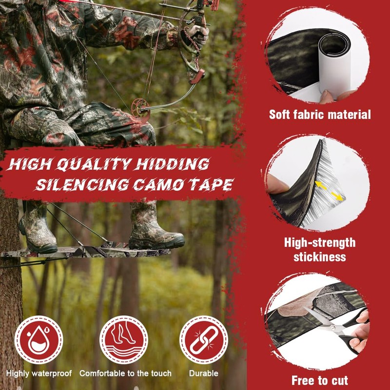 Camo Silencing Tape, 2 Rolls Camouflage Self Adhesive Tape Silencing